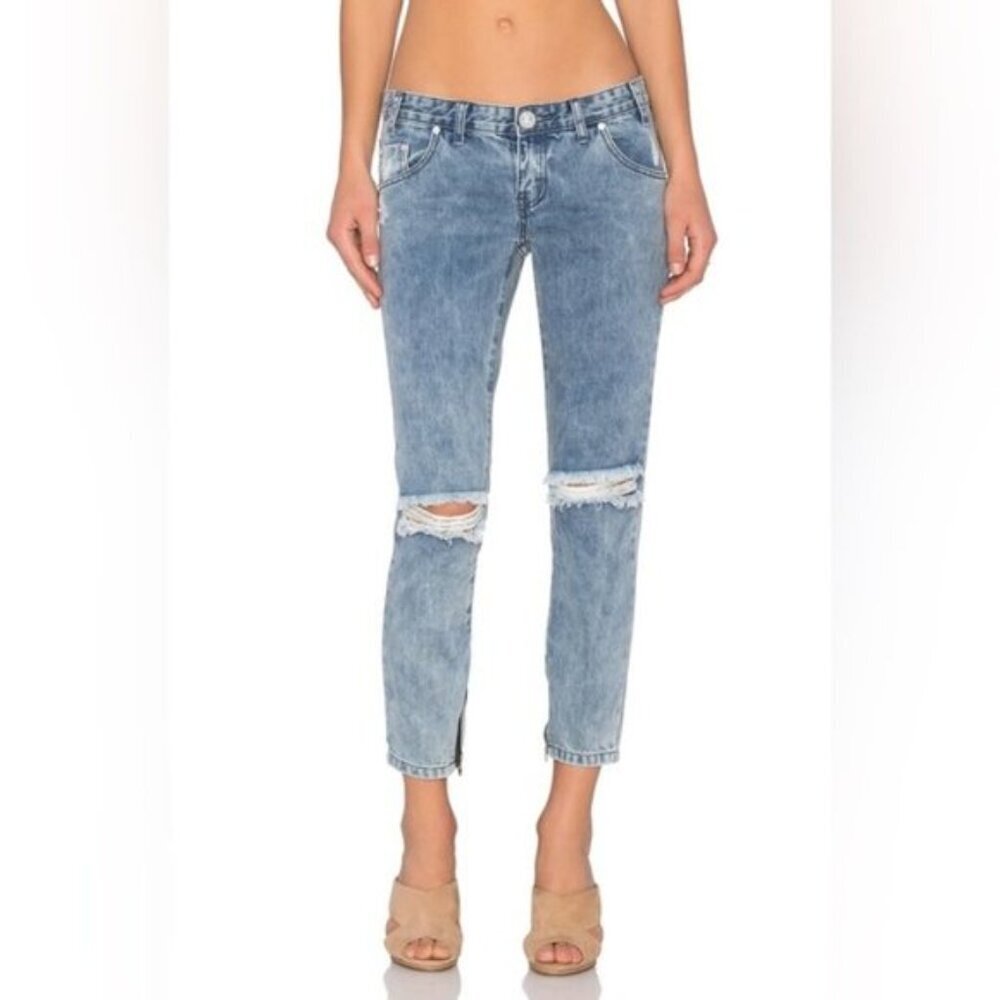 One Teaspoon Freebirds Skinny Jeans Distressed Light wash Denim Ankle Zip
